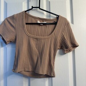 Spiritual Gangster Ribbed Crop Top in Tan